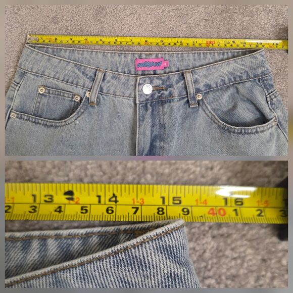 Edikted Bow Pocket Wide Leg Relaxed Jean Sz Med Light Wash Baggy Coquette - Picture 6 of 15